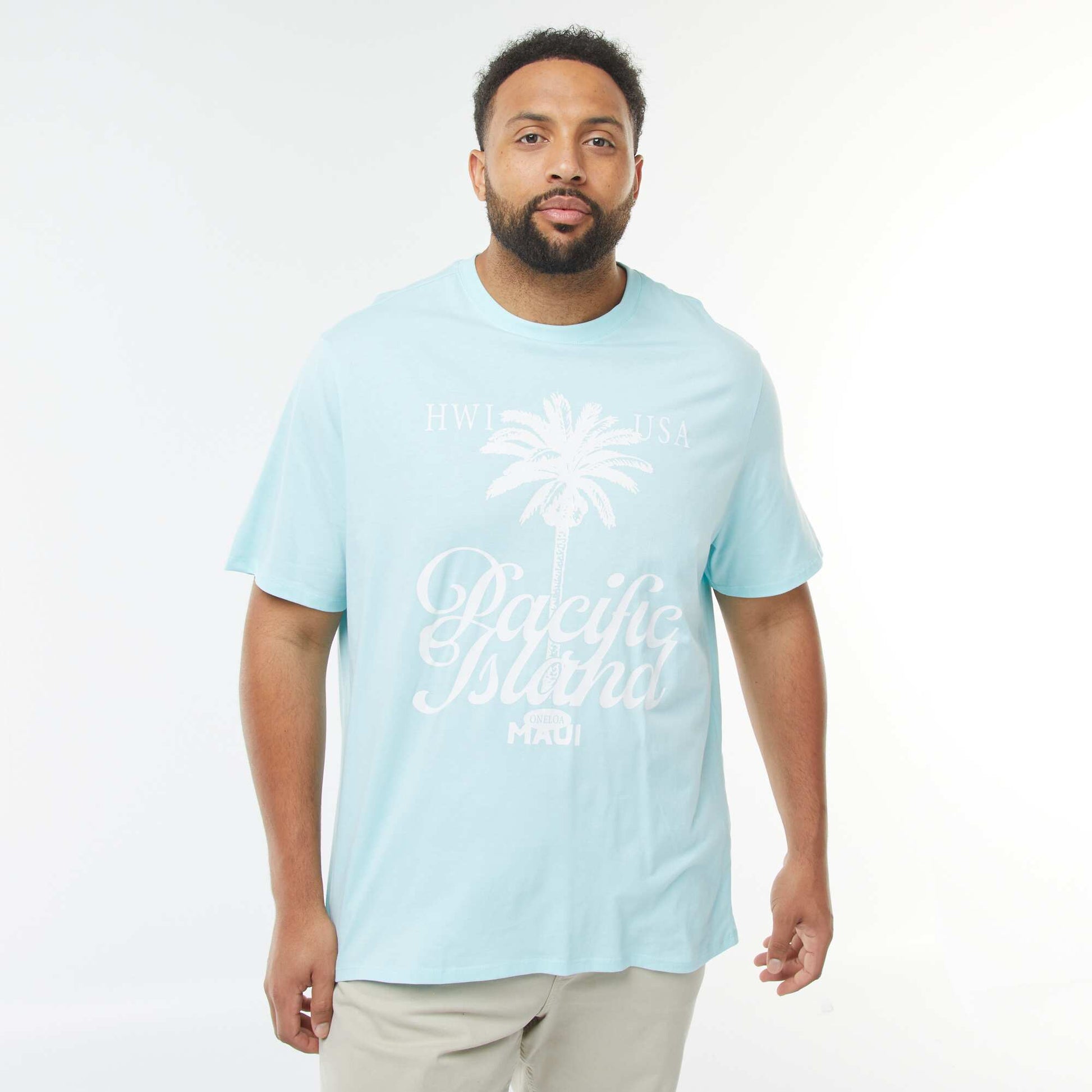 T-shirt manches courtes à motif BLEU