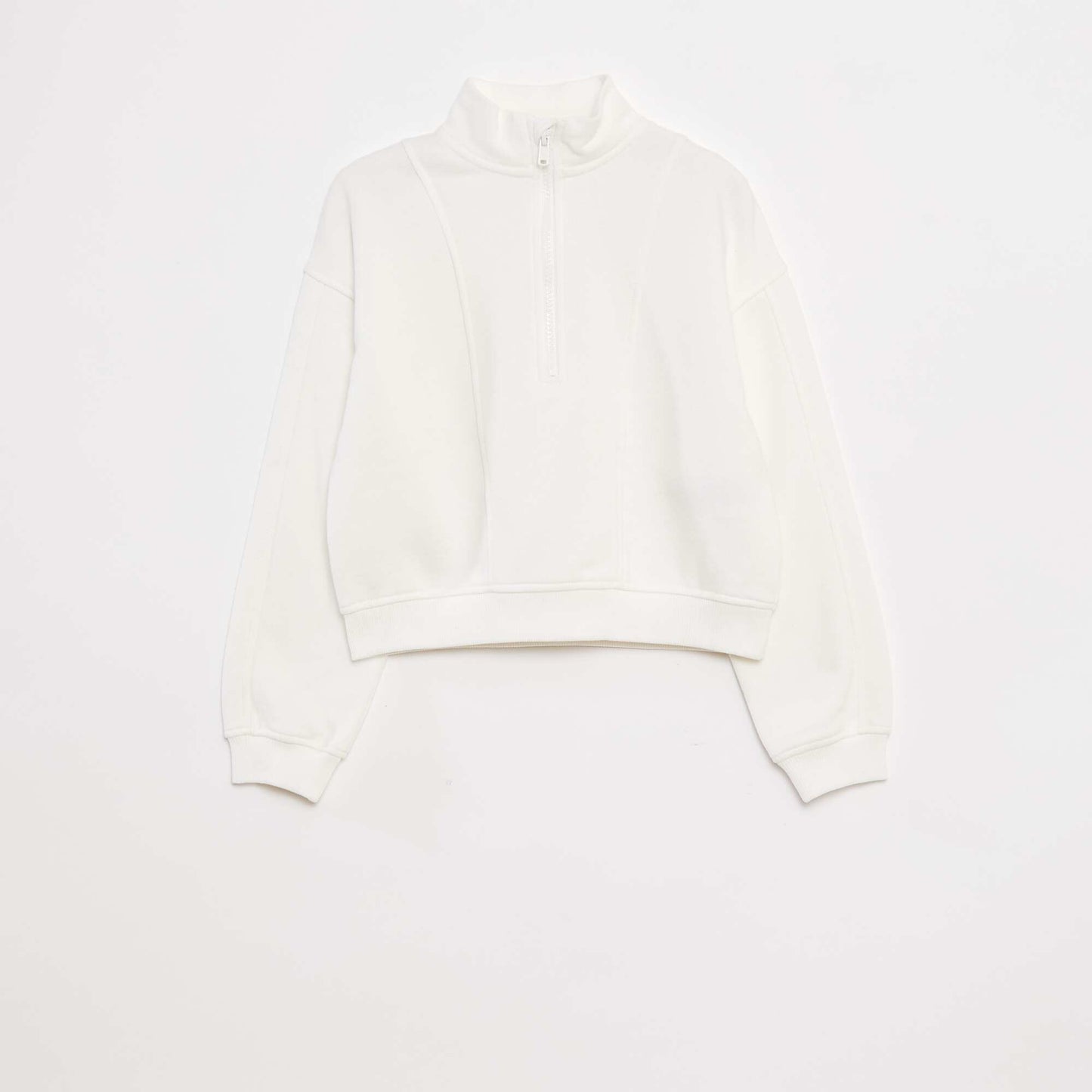 Sweat camionneur avec col zippé BLANC