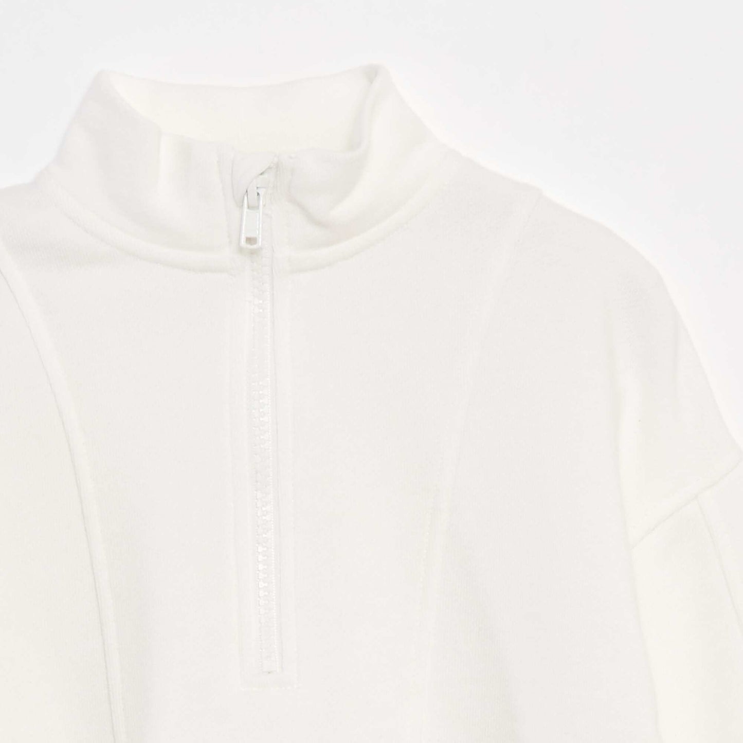 Sweat camionneur avec col zippé BLANC