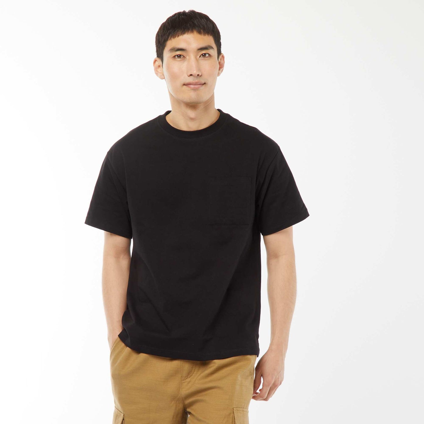 T-shirt en maille jersey manches courtes NOIR