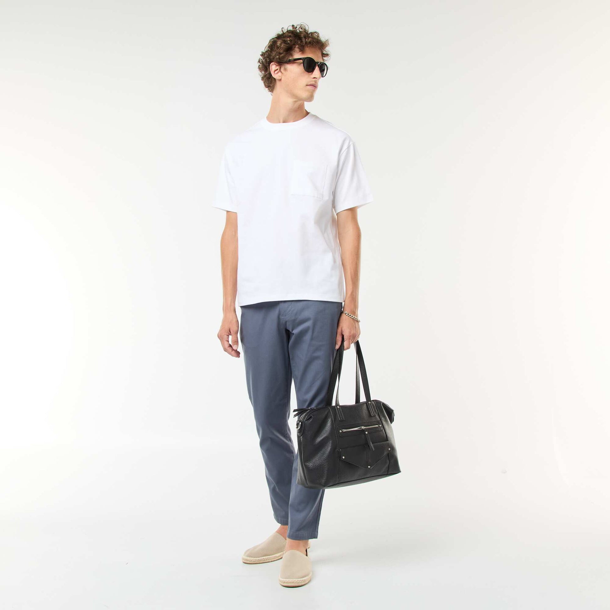 T-shirt en maille jersey manches courtes BLANC