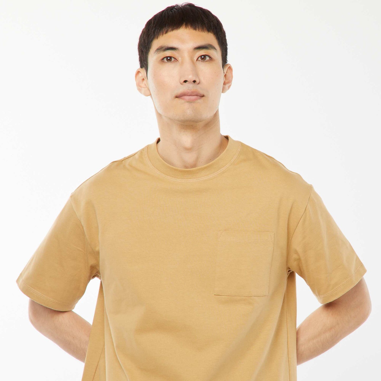 T-shirt en maille jersey manches courtes BEIGE