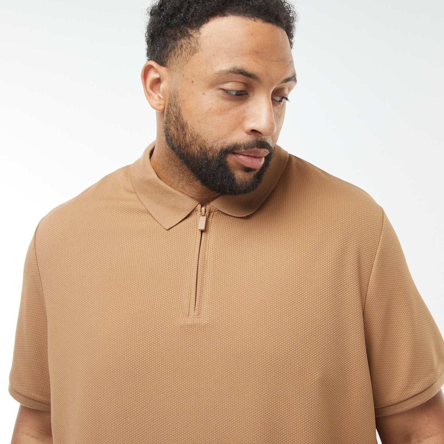 Polo en piqué de coton BEIGE