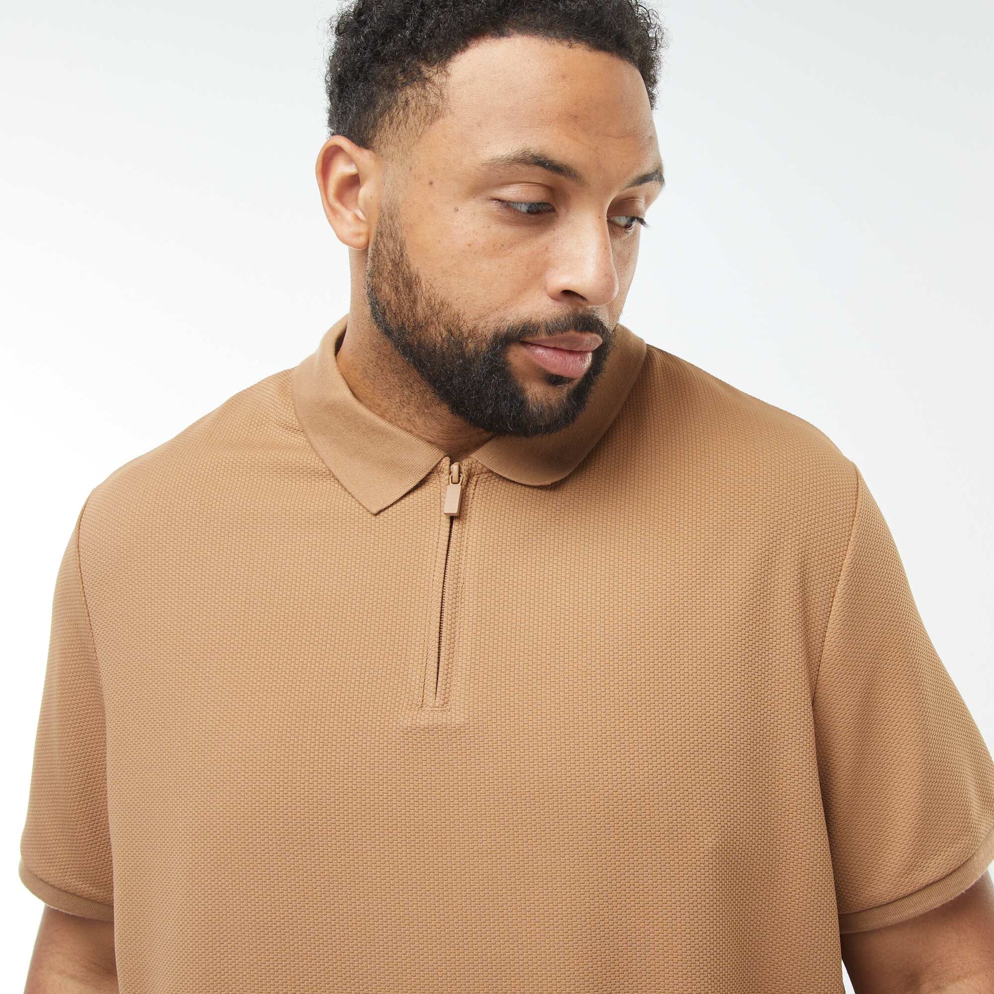 Polo en piqué de coton BEIGE