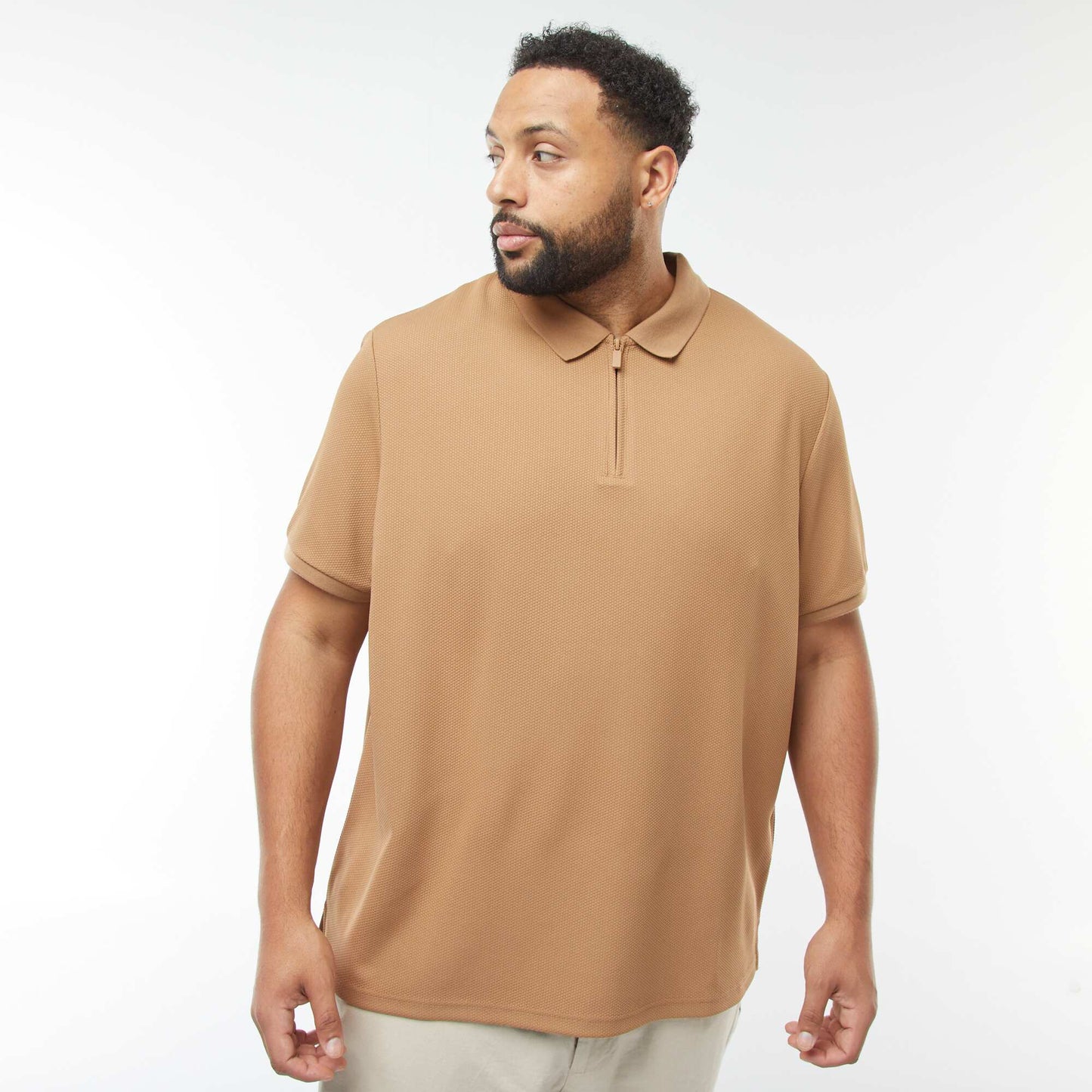 Polo en piqué de coton BEIGE