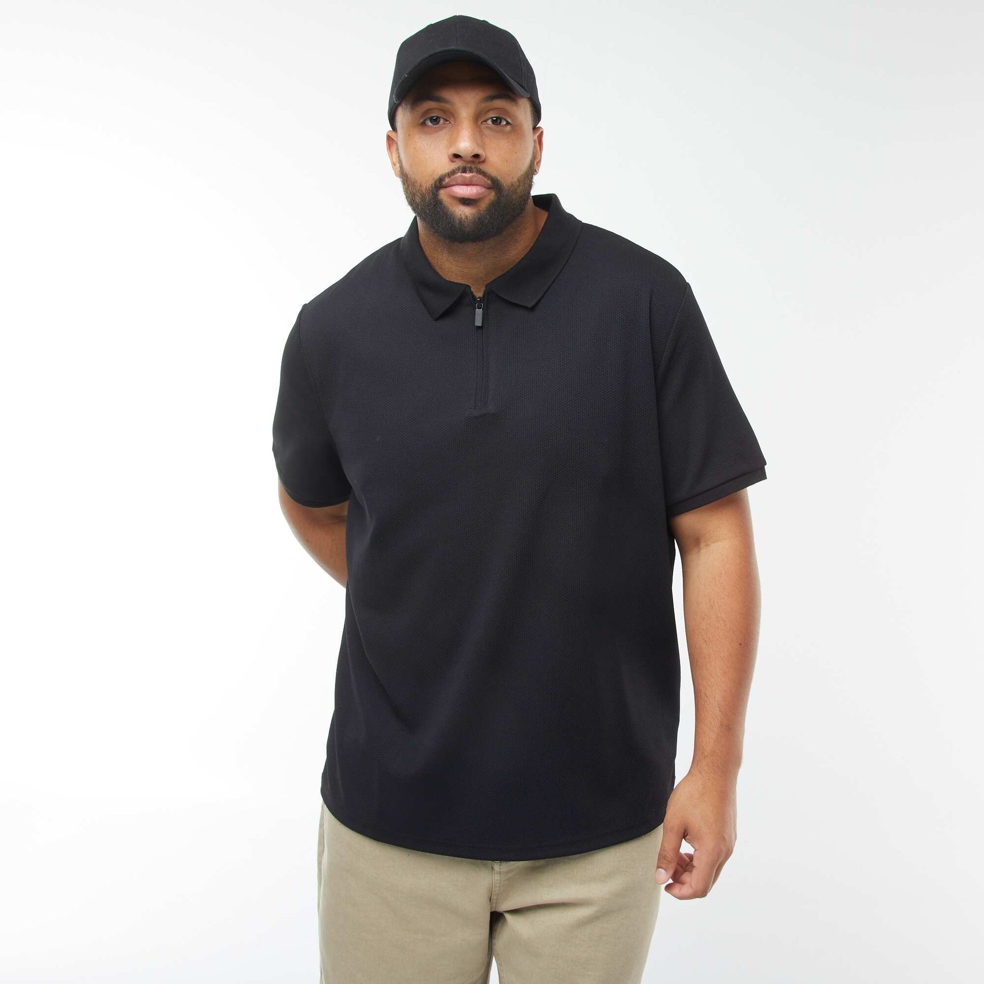 Polo en piqué de coton NOIR
