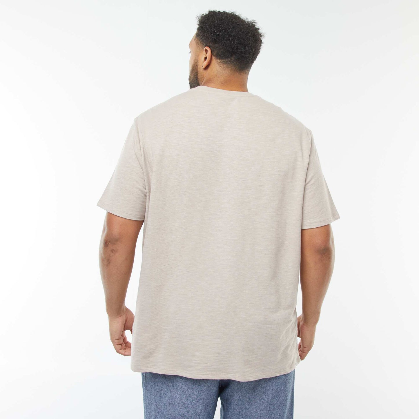 T-shirt à manches courtes en maille texturée BEIGE