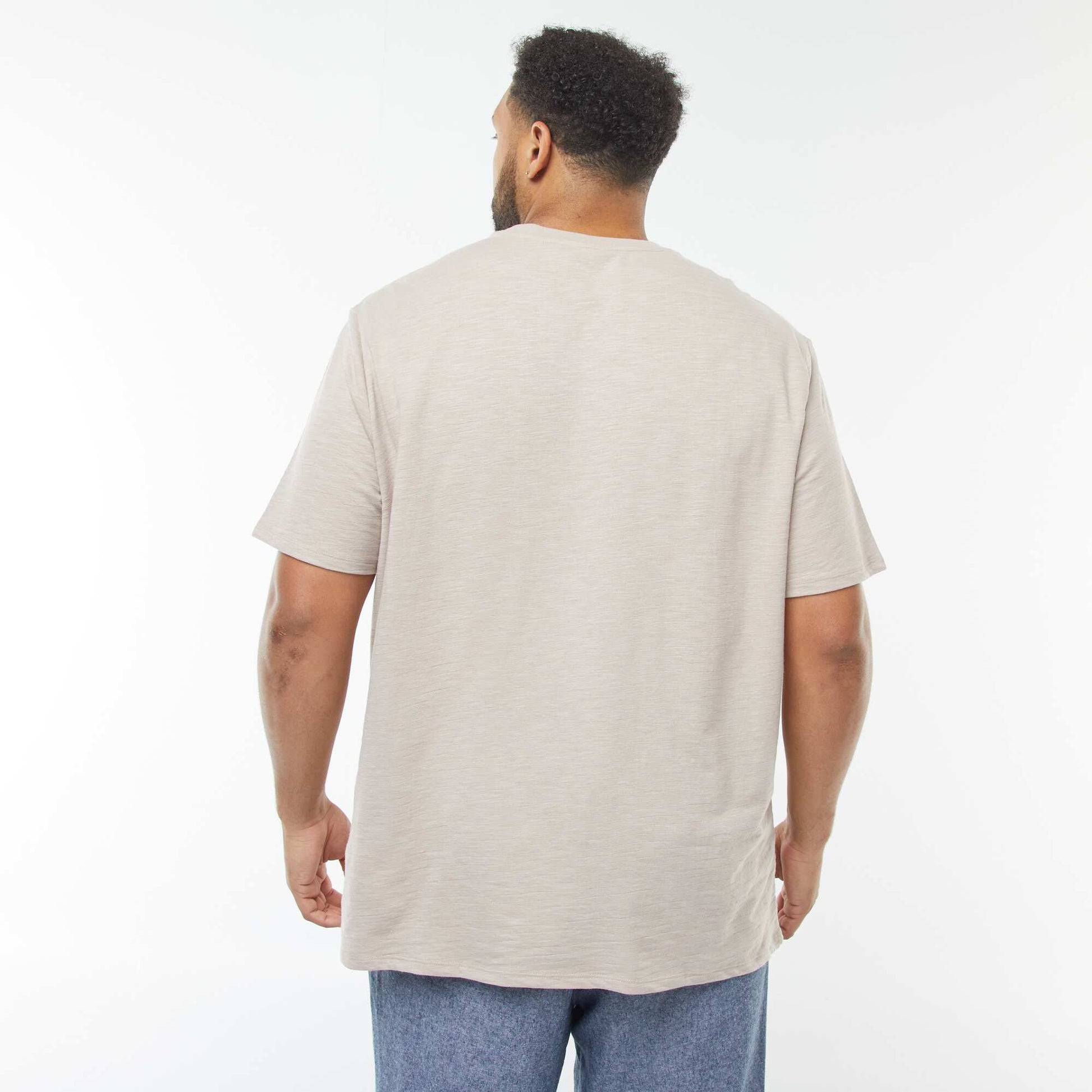 T-shirt à manches courtes en maille texturée BEIGE