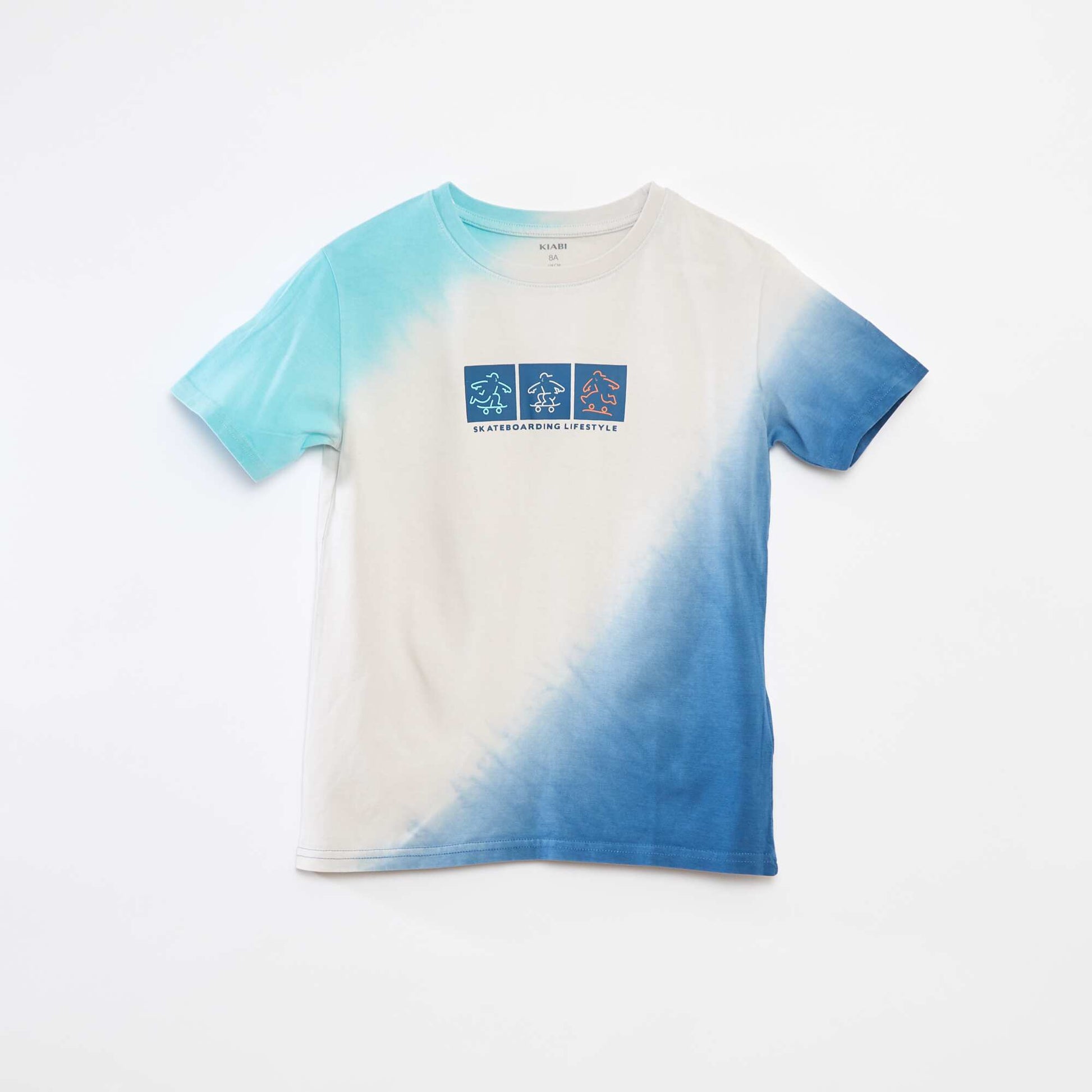 T-shirt à manches courtes et col rond BLEU