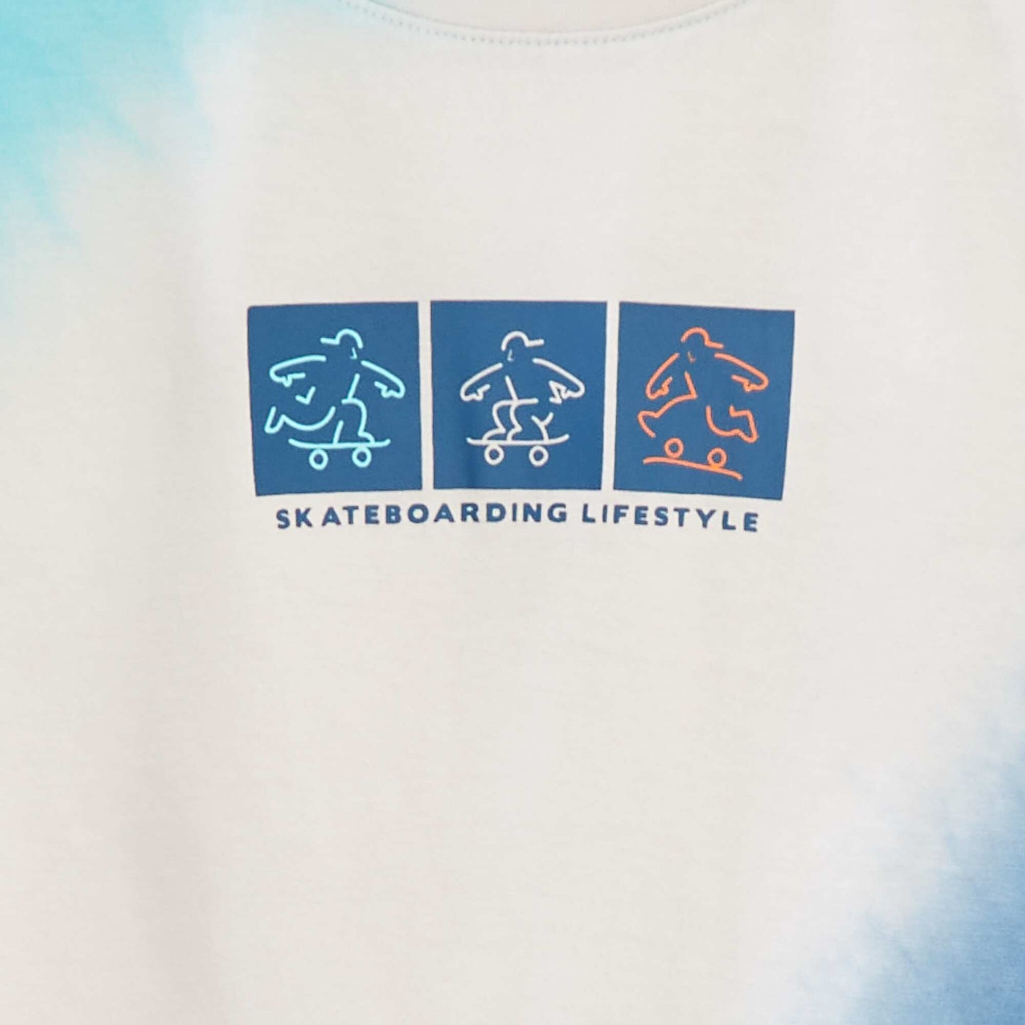 T-shirt à manches courtes et col rond BLEU