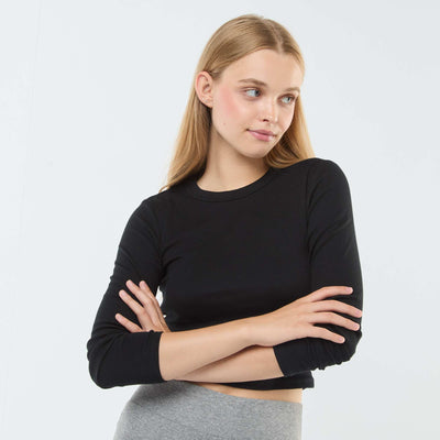 Tee-shirt cropped basique NOIR