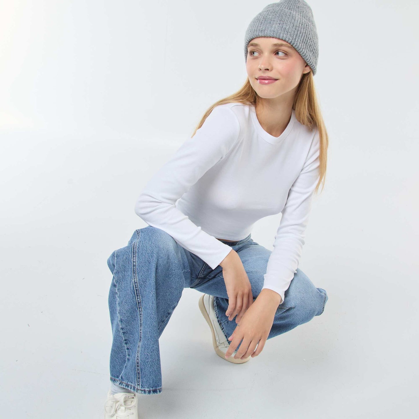 Tee-shirt cropped basique BLANC