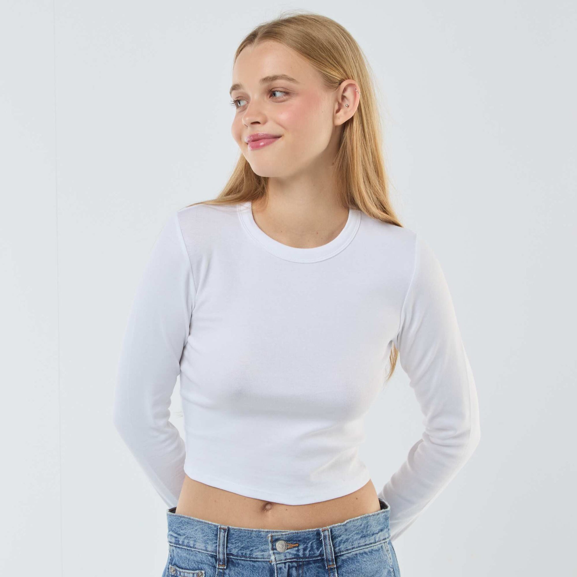 Tee-shirt cropped basique BLANC