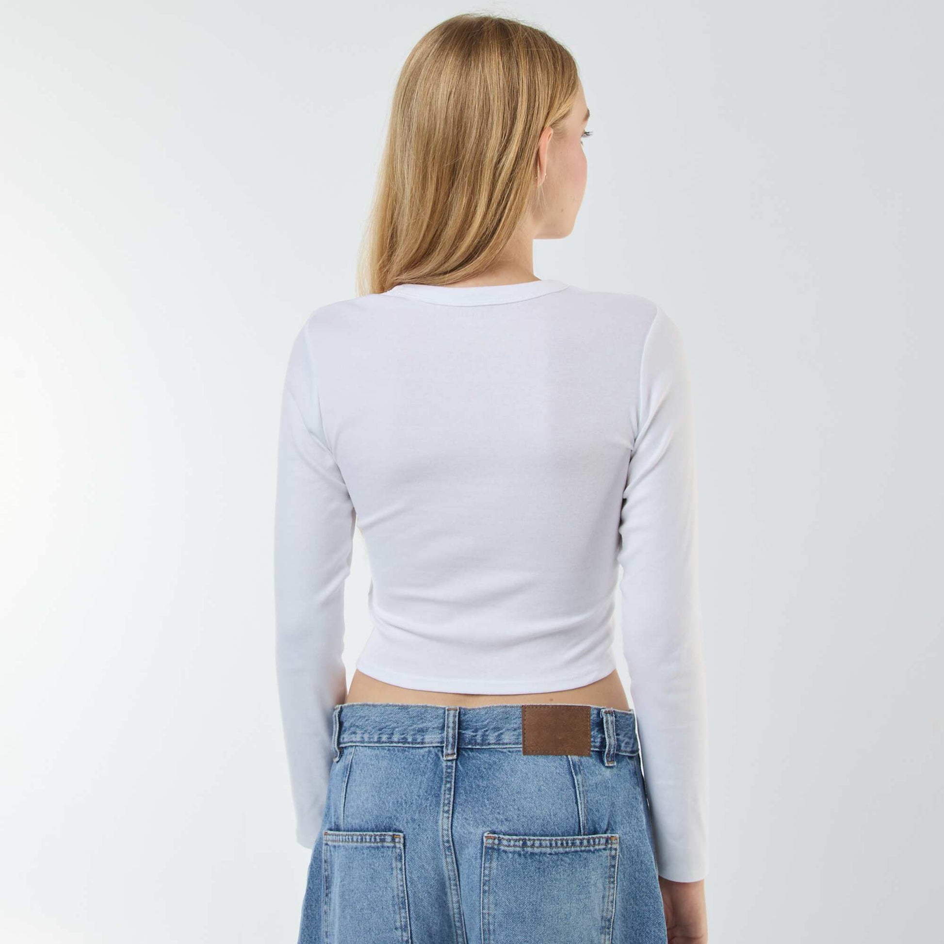 Tee-shirt cropped basique BLANC