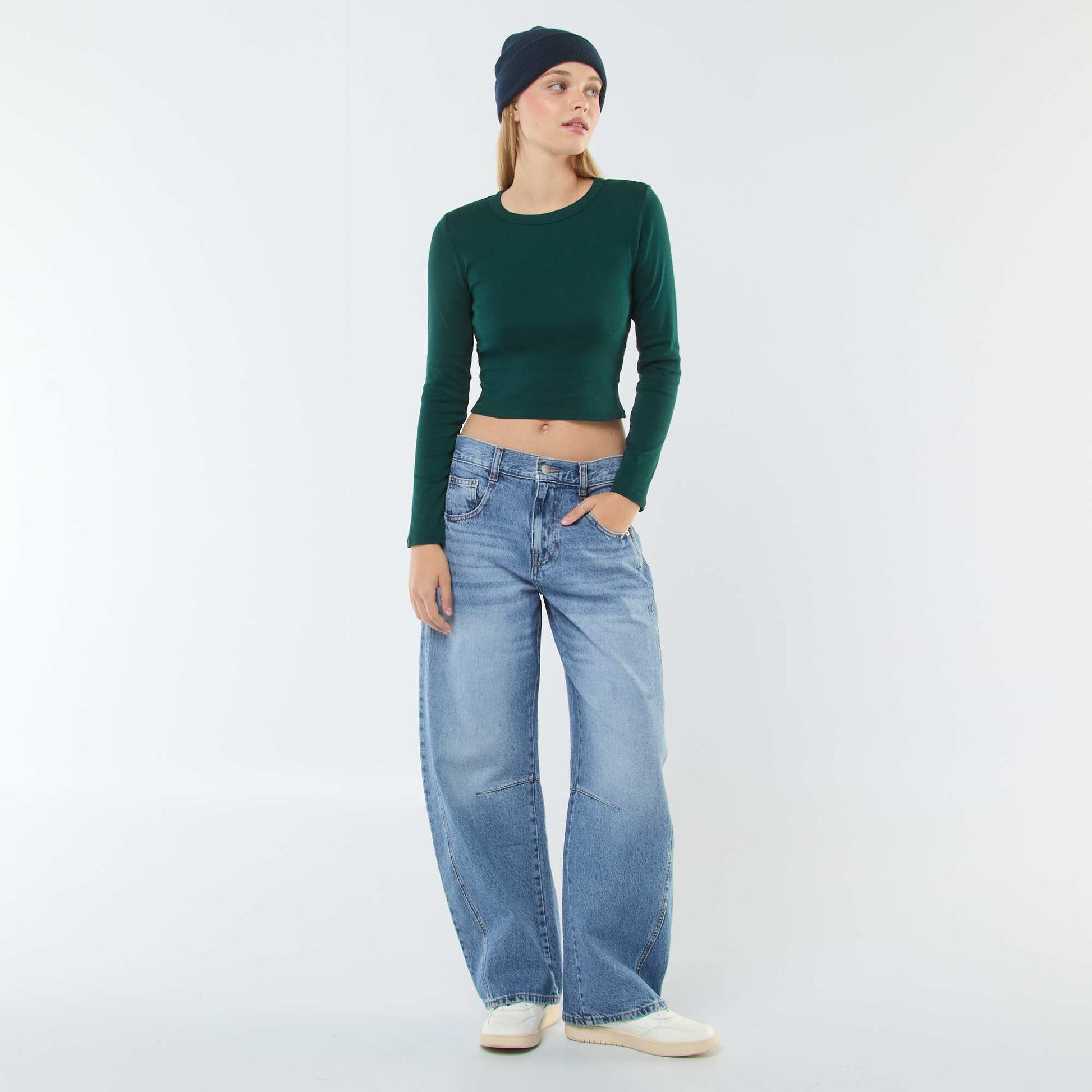 Tee-shirt cropped basique VERT