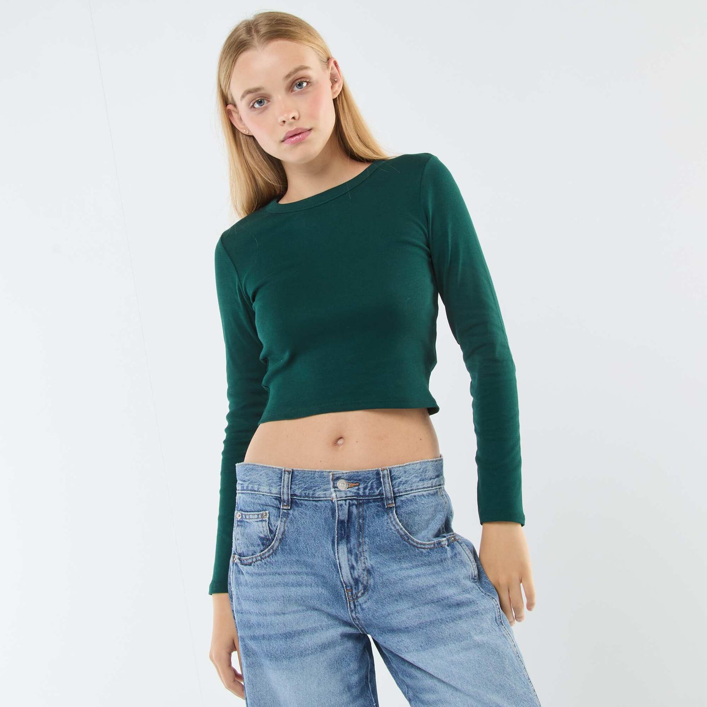 Tee-shirt cropped basique VERT