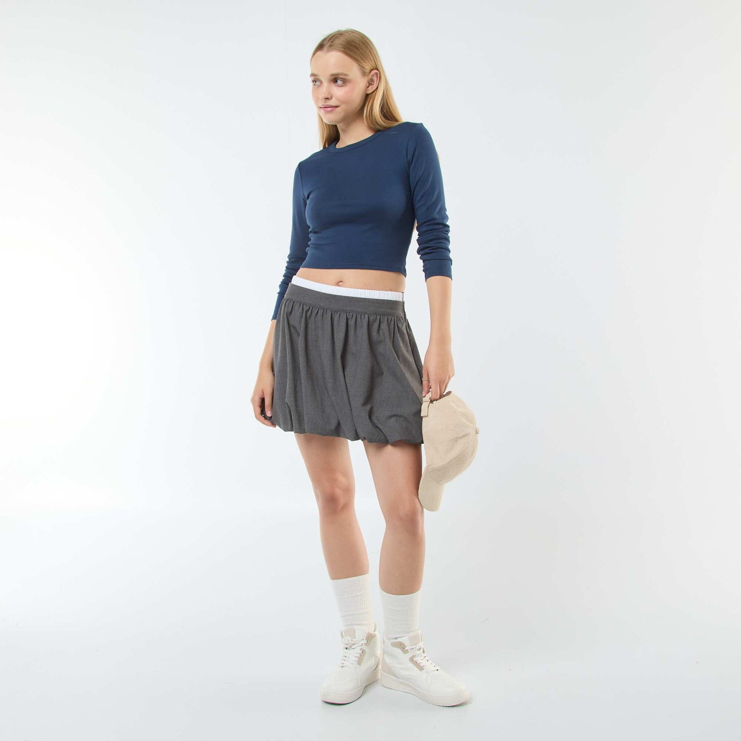 Tee-shirt cropped basique BLEU