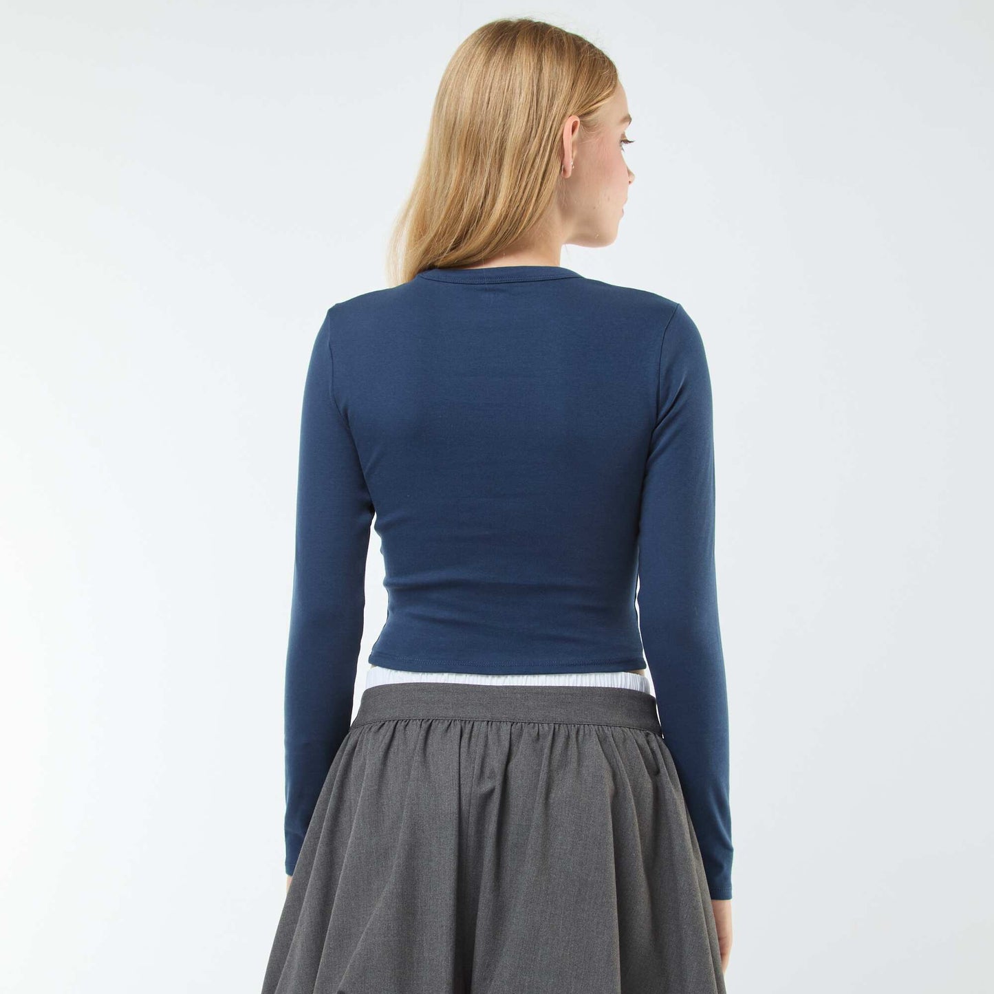 Tee-shirt cropped basique BLEU