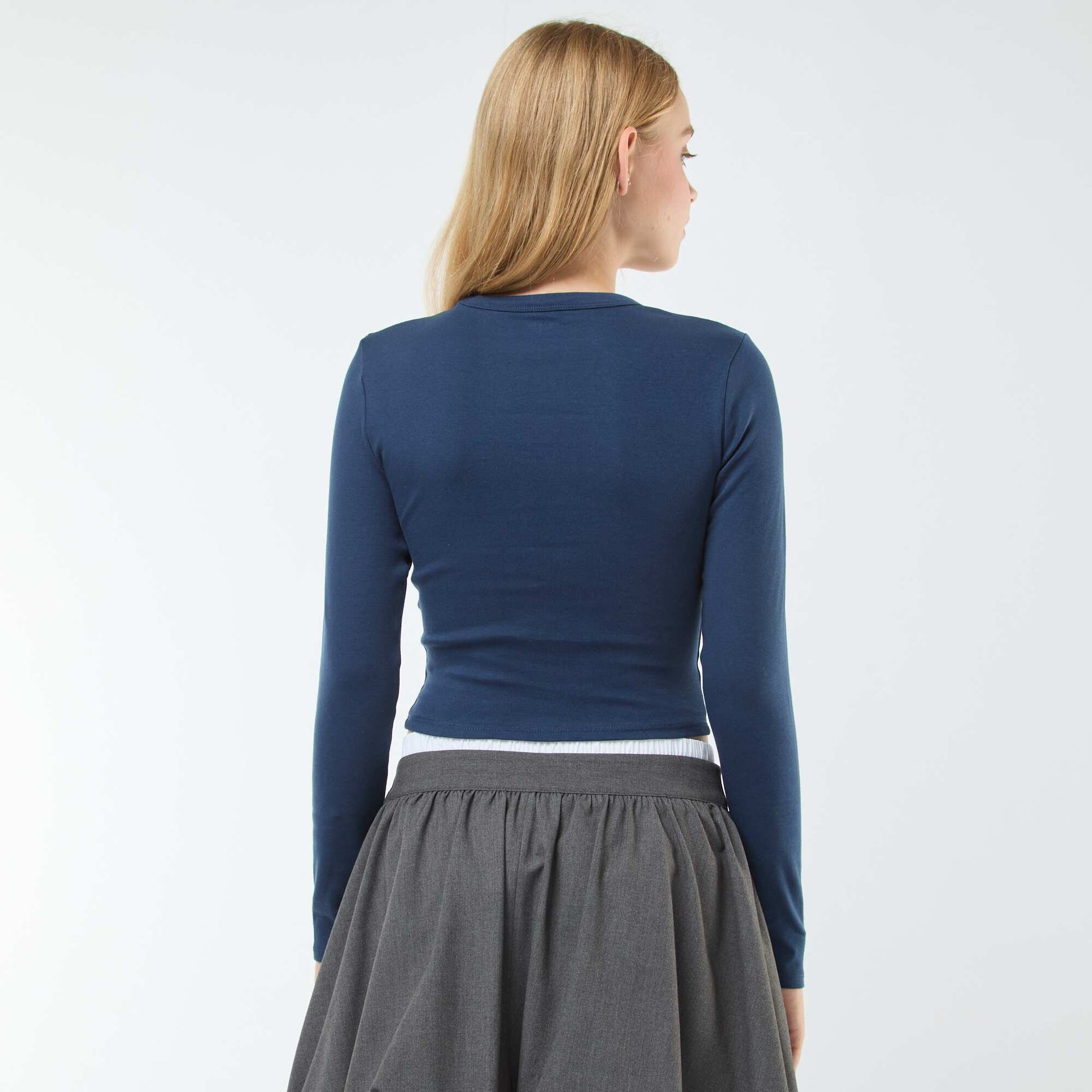 Tee-shirt cropped basique BLEU