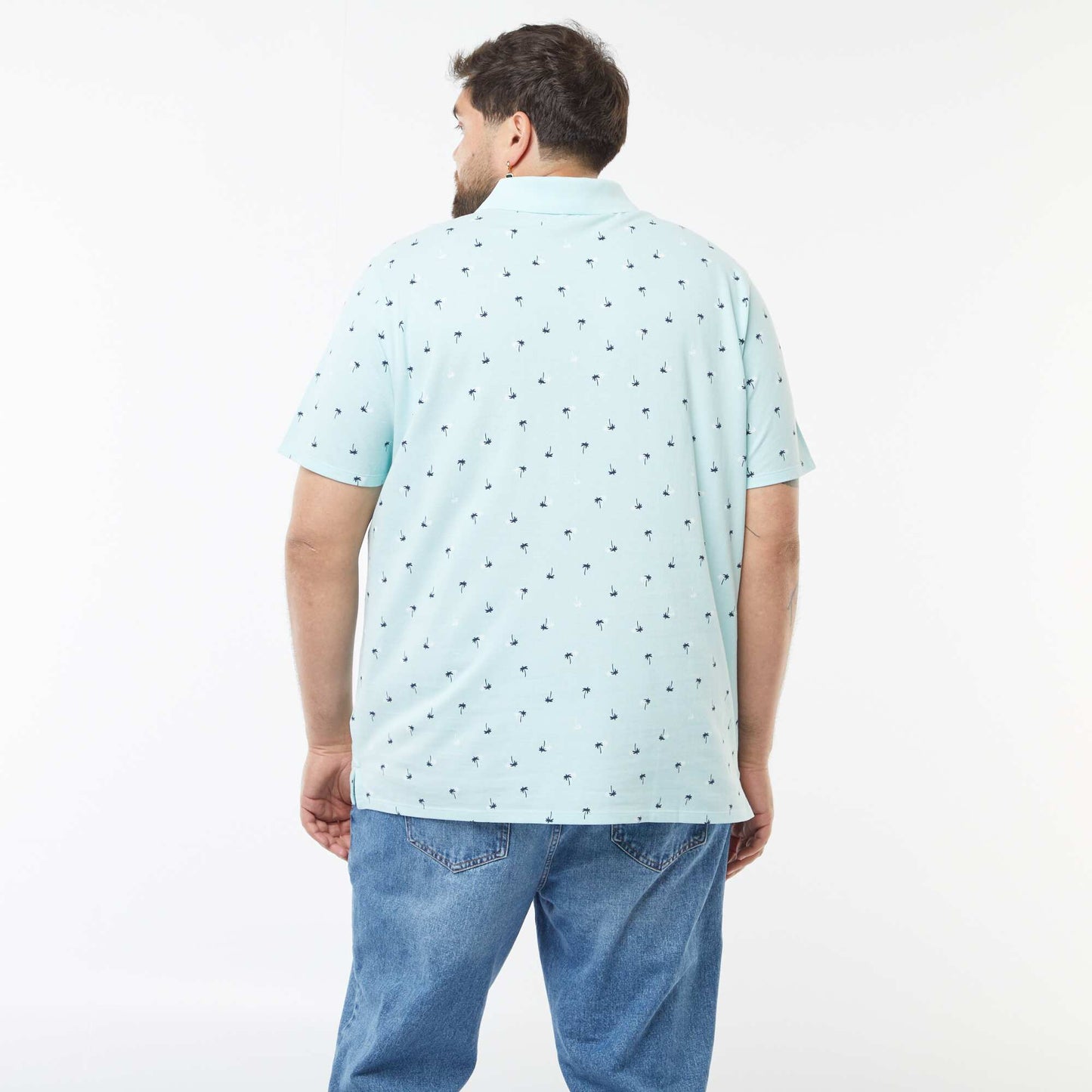 Polo en piqué de coton manches courtes BLEU