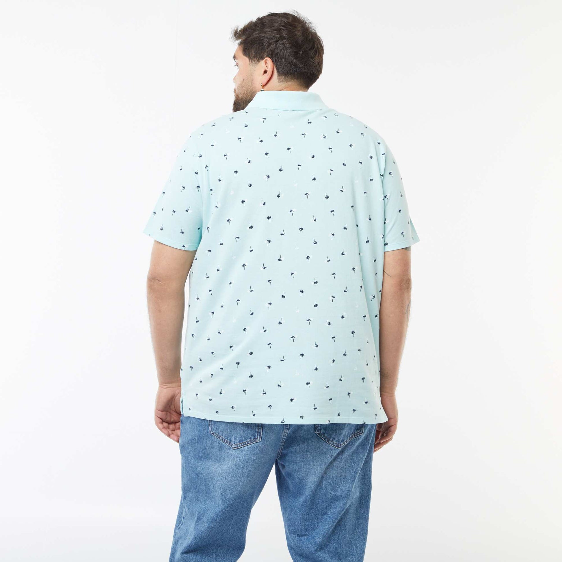 Polo en piqué de coton manches courtes BLEU