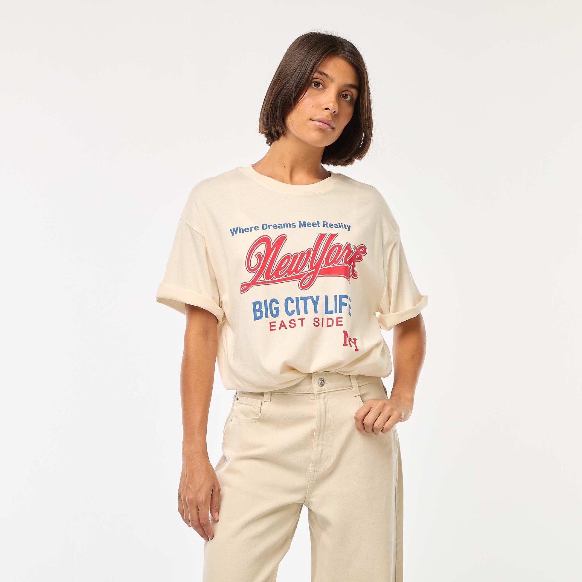 T-shirt oversize avec imprimé BLANC