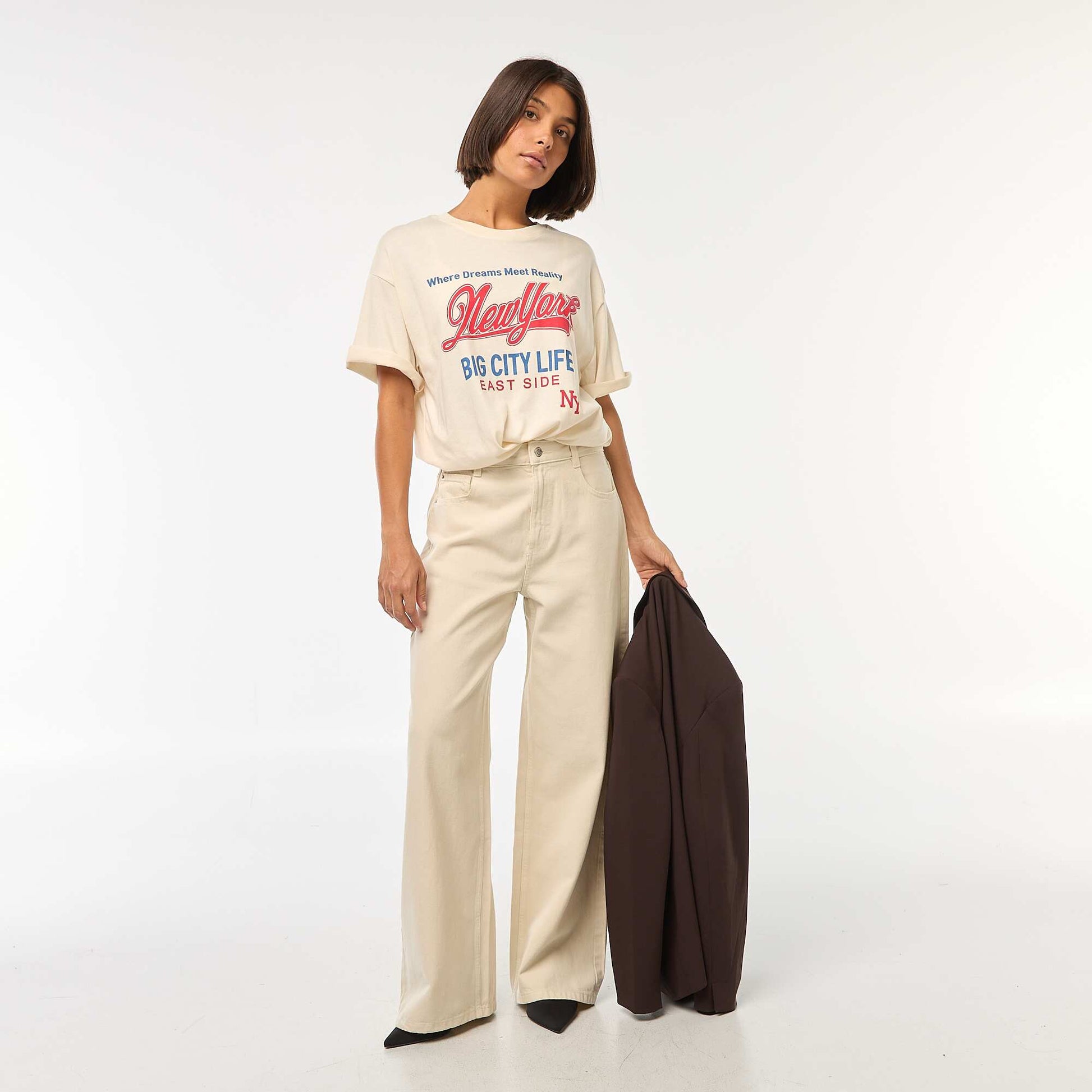 T-shirt oversize avec imprimé BLANC