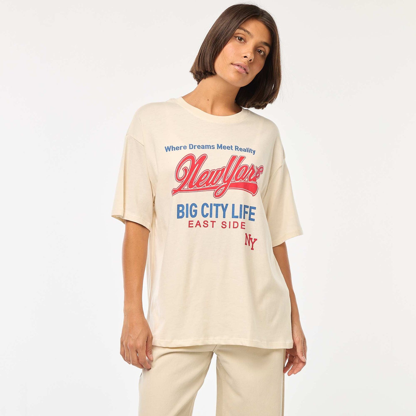 T-shirt oversize avec imprimé BLANC