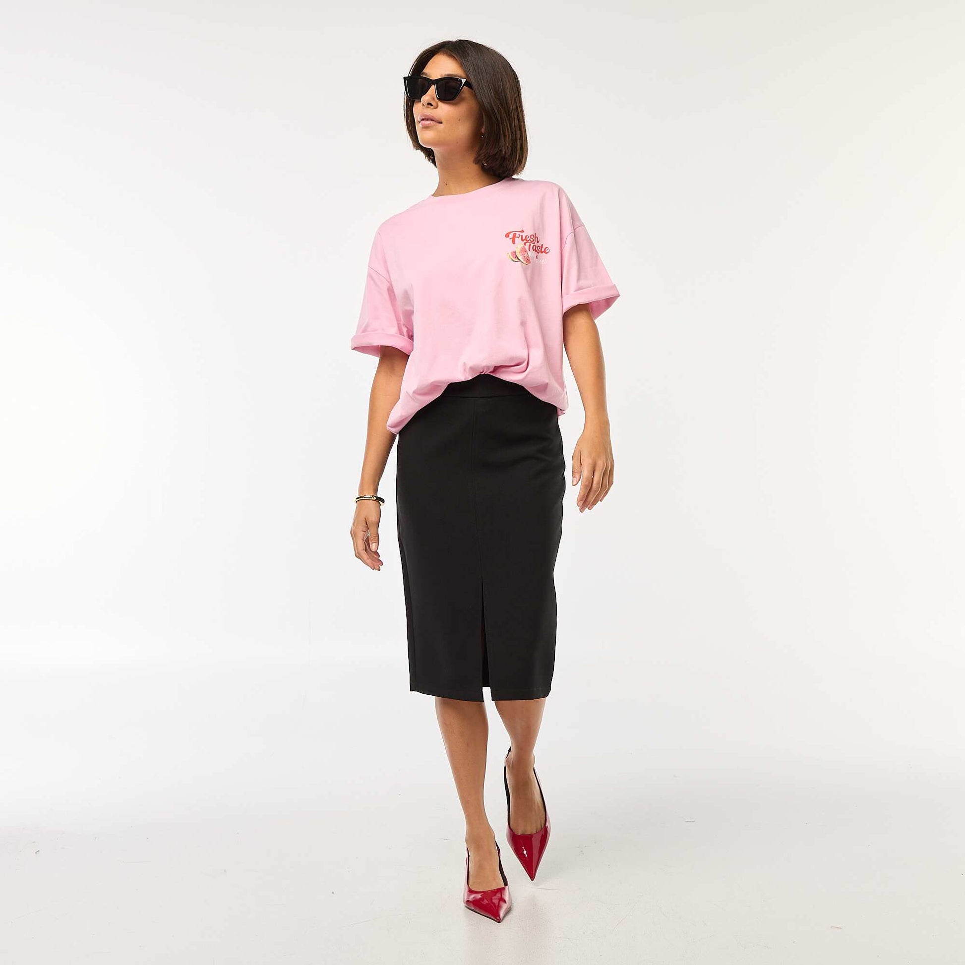 T-shirt oversize avec imprimé ROSE