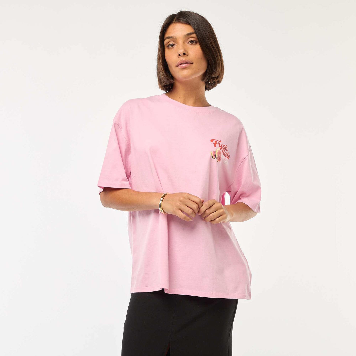 T-shirt oversize avec imprimé ROSE