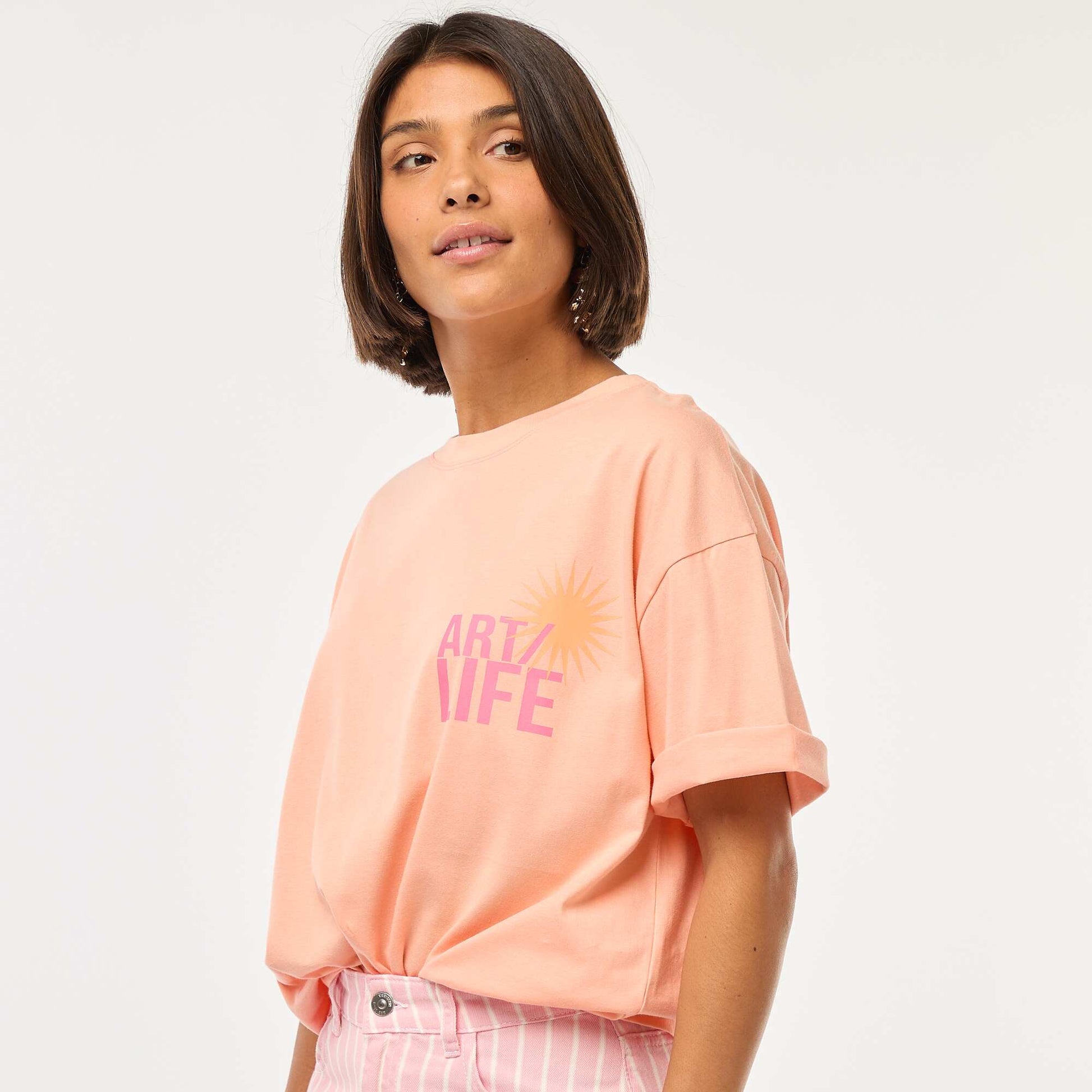 T-shirt oversize avec imprimé ORANGE