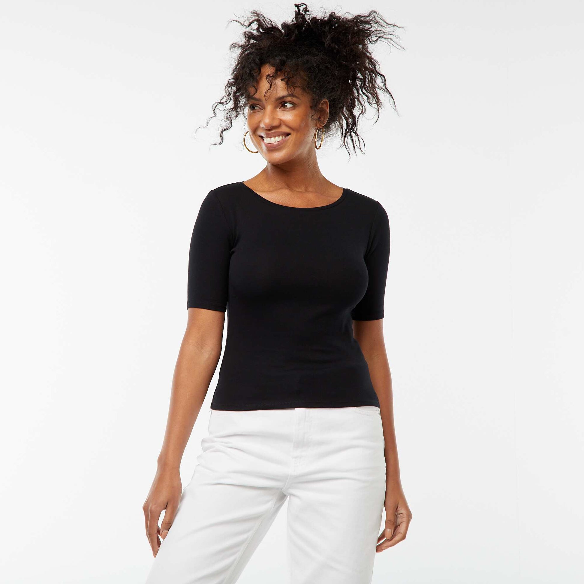 Tee-shirt manches courtes basique NOIR