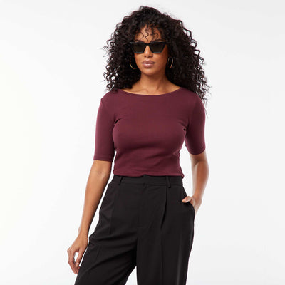 Tee-shirt manches courtes basique ROUGE
