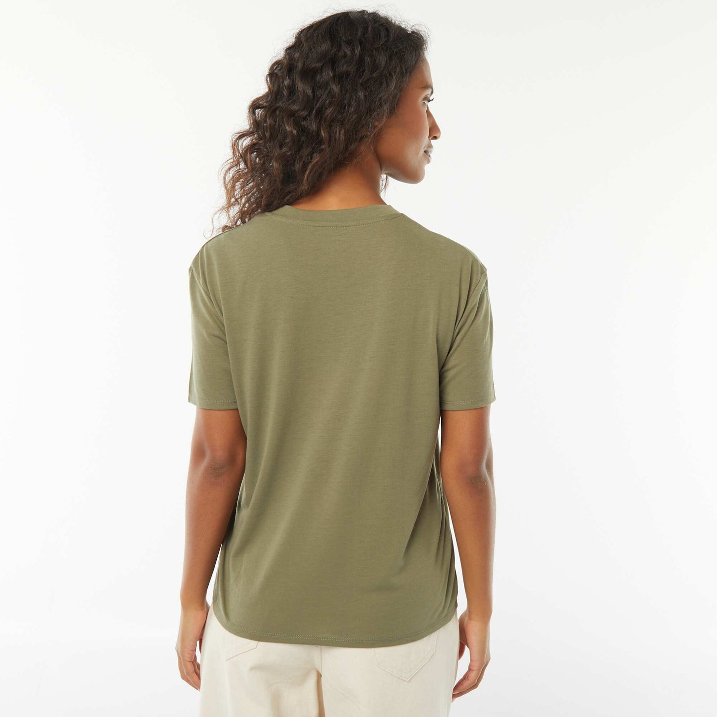 Tee-shirt manches courtes avec encolure en V KAKI