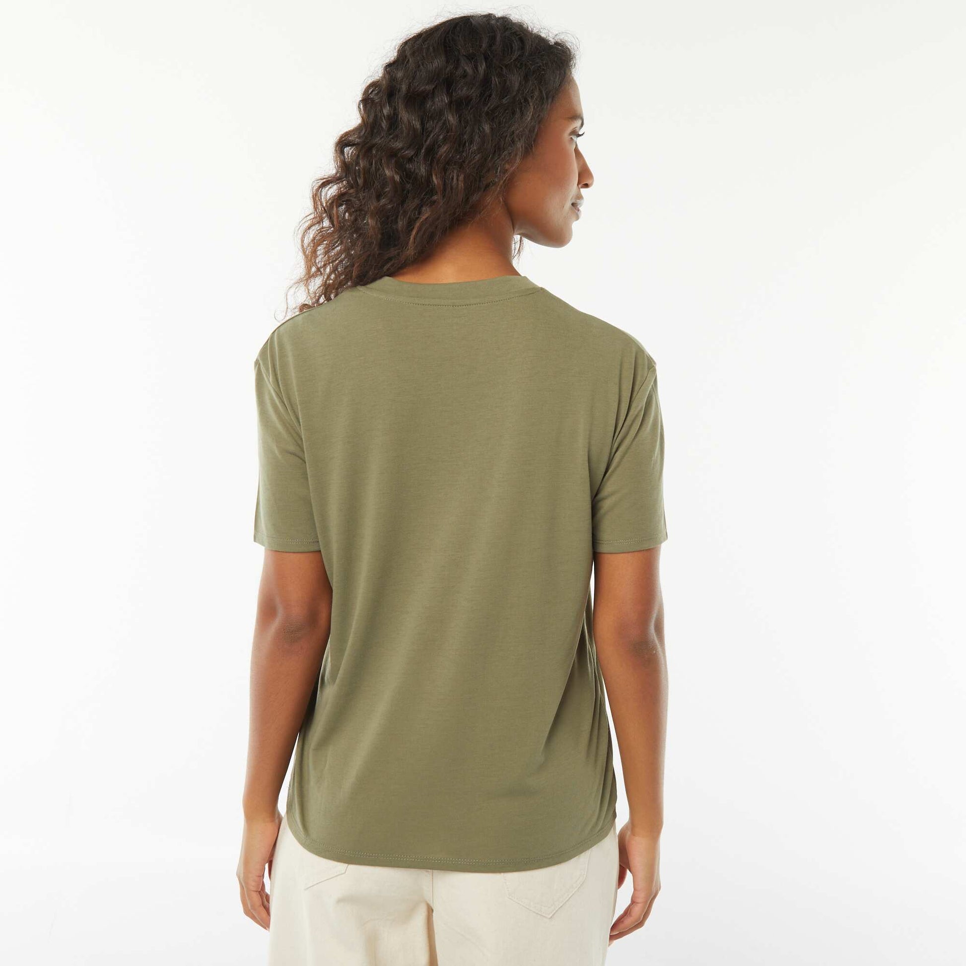 Tee-shirt manches courtes avec encolure en V KAKI