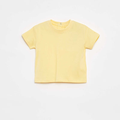 T-shirt loose et uni à manches courtes JAUNE
