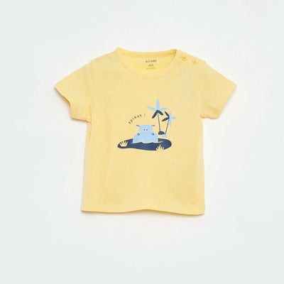 T-shirt à manches courtes avec animation JAUNE