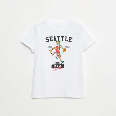 T-shirt imprimé manches courtes BLANC