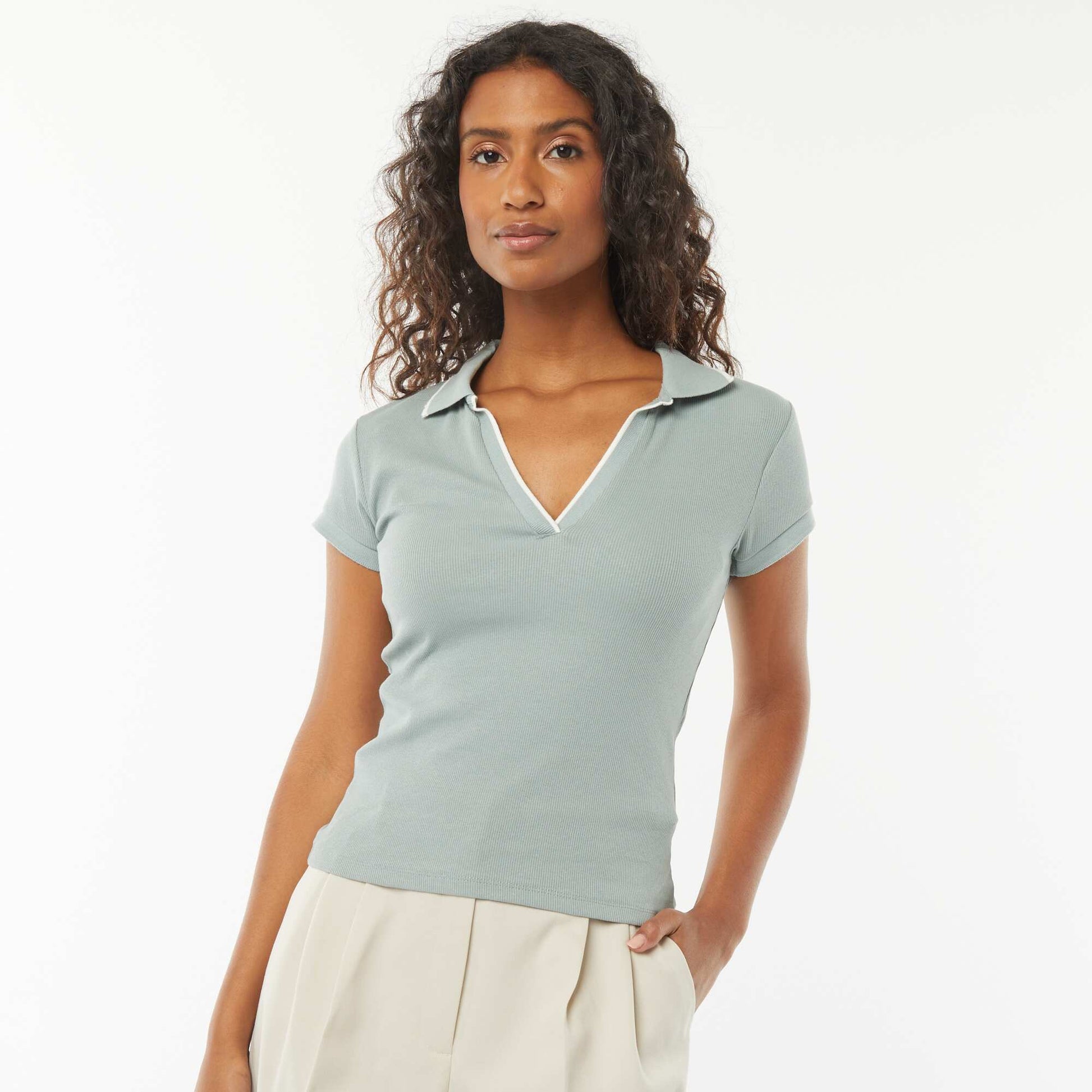 T-shirt polo à manches courtes GRIS