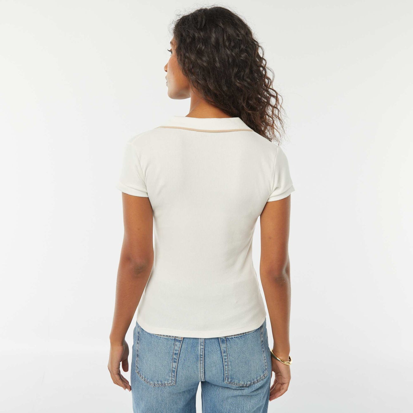 T-shirt polo à manches courtes BLANC