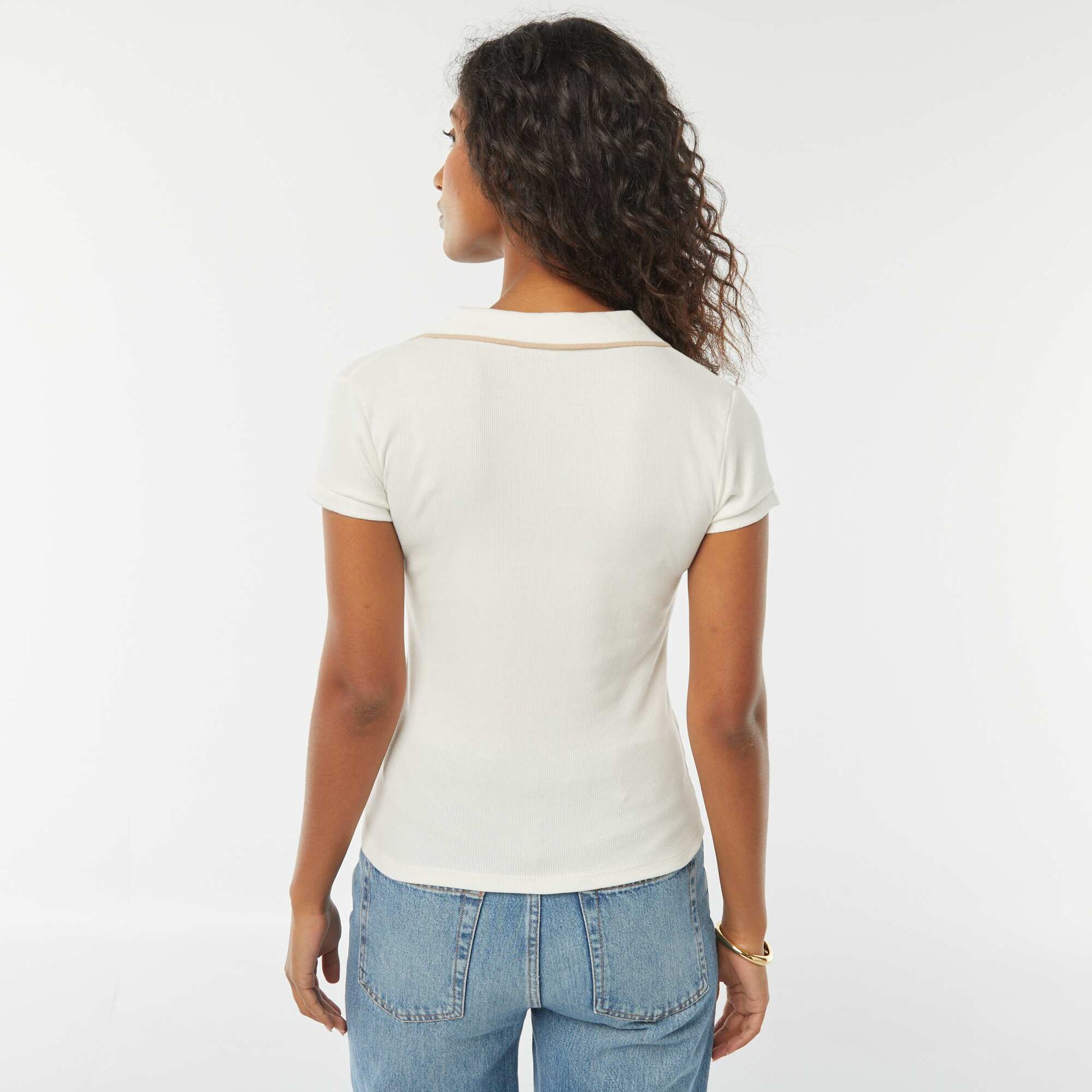 T-shirt polo à manches courtes BLANC