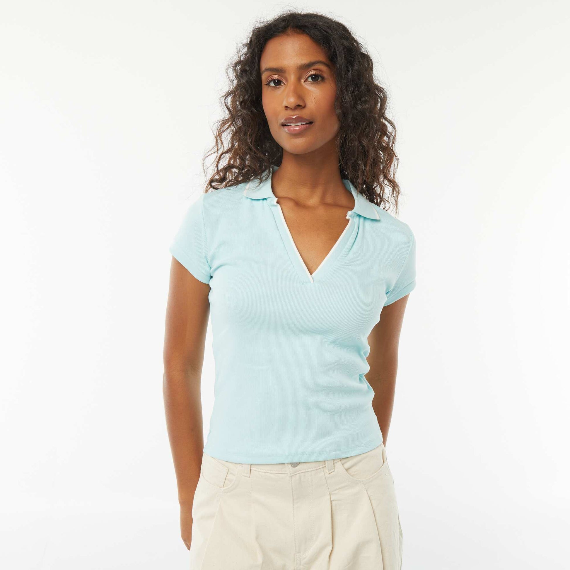 T-shirt polo à manches courtes BLEU