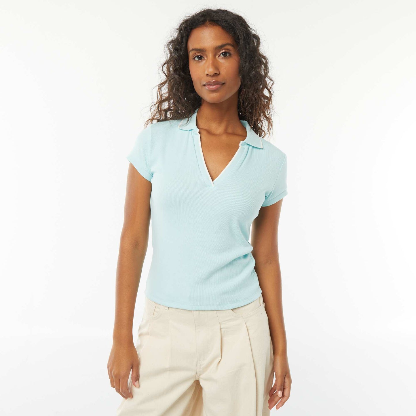 T-shirt polo à manches courtes BLEU