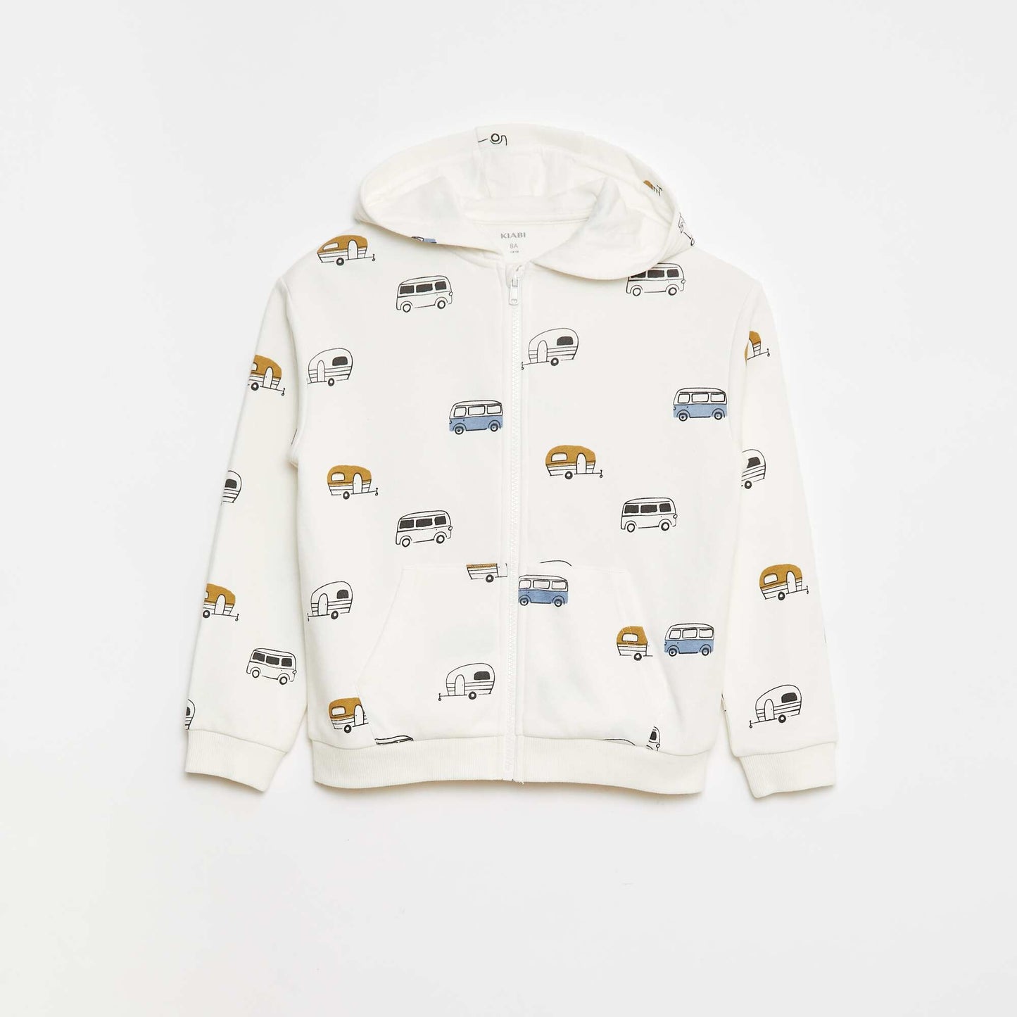 Sweat à capuche imprimé en french terry BEIGE