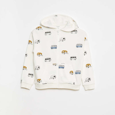 Sweat à capuche imprimé en french terry BEIGE