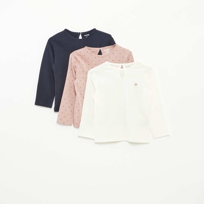 Lot de 3 t-shirts à manches longues ROSE