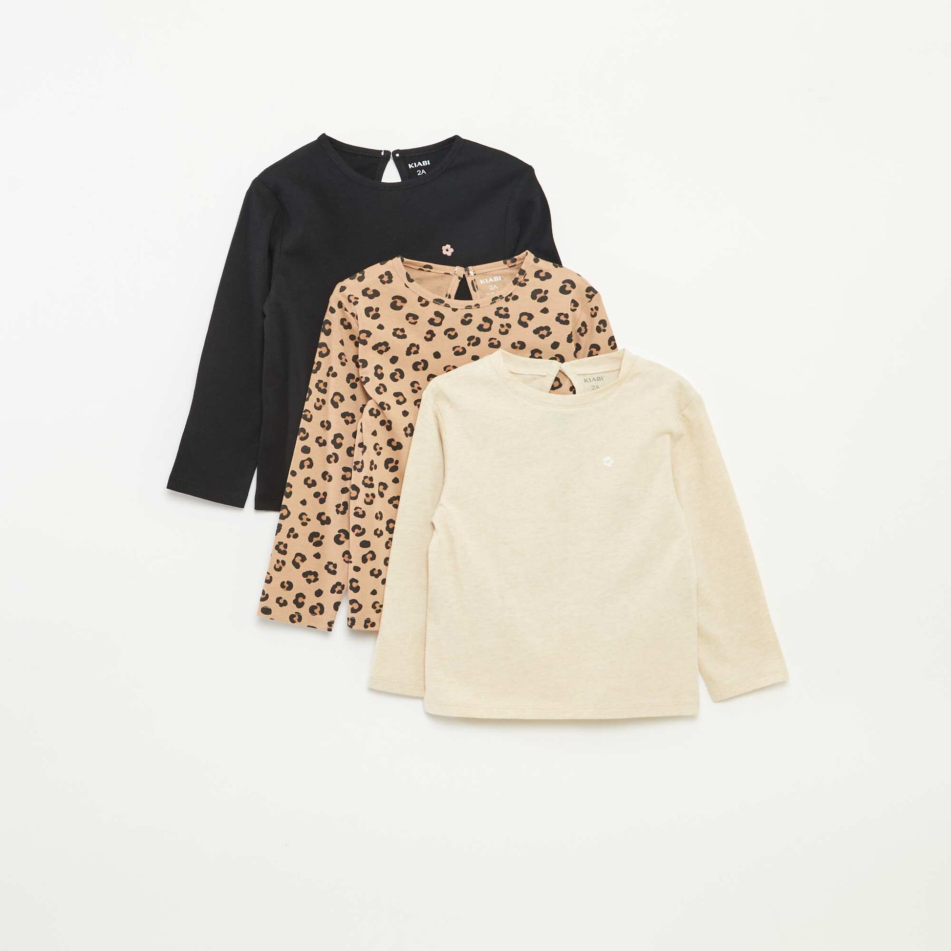 Lot de 3 t-shirts à manches longues BEIGE