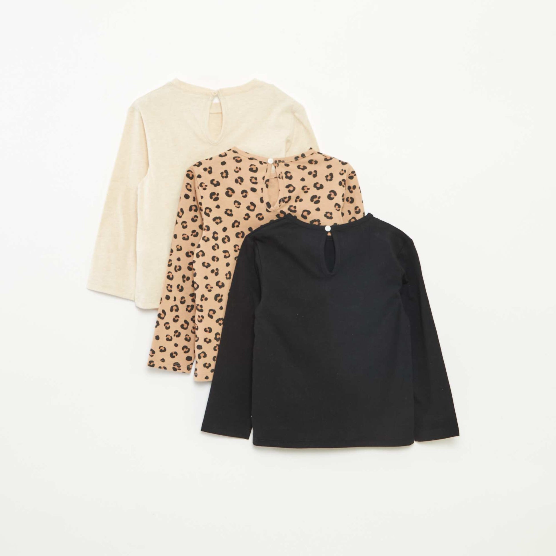 Lot de 3 t-shirts à manches longues BEIGE