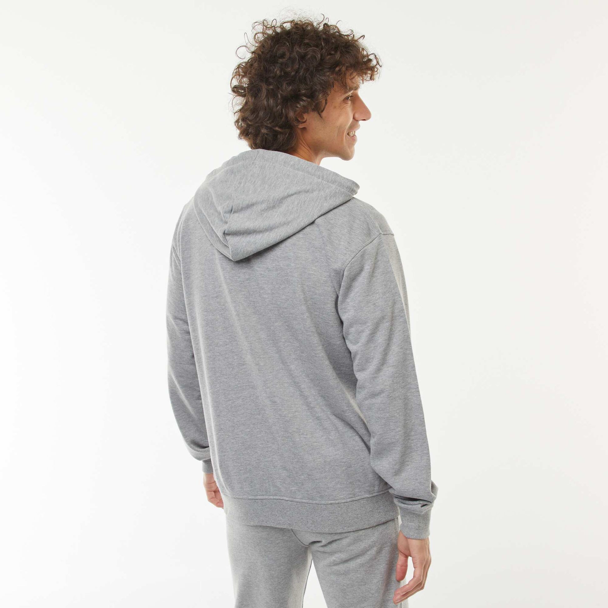Sweat en molleton zippé à capuche GRIS