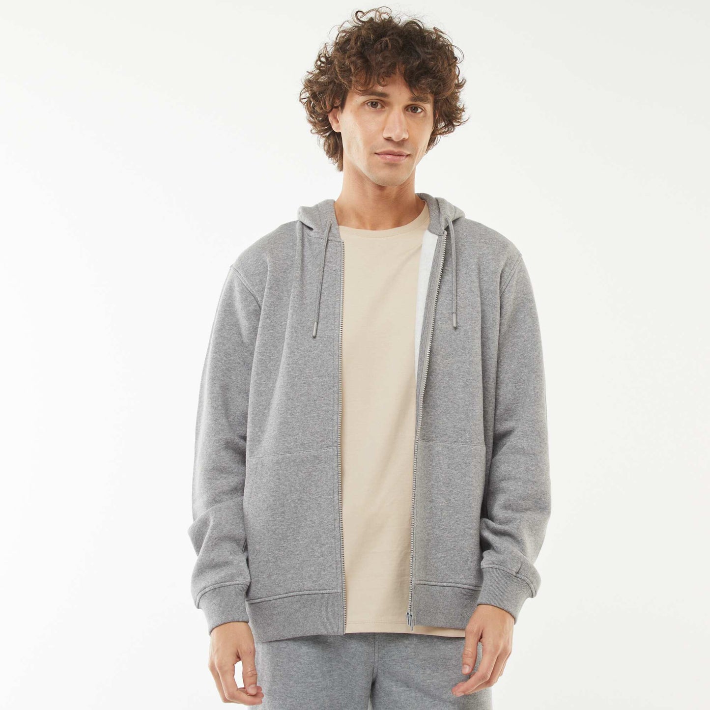Sweat en molleton zippé à capuche GRIS